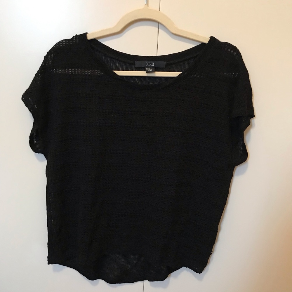 ⭐️4/$20⭐️Black Crochet Tee Size Small